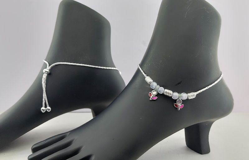 Silver Light Weight Anklets