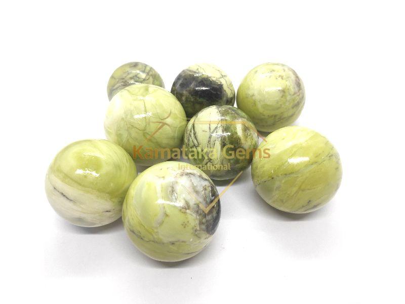 Green Serpentine spheres
