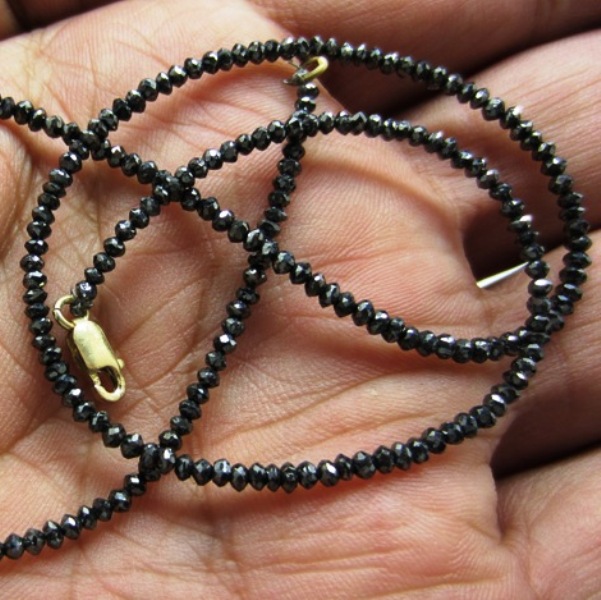 32 Inch. Black Diamond Faceted Beads