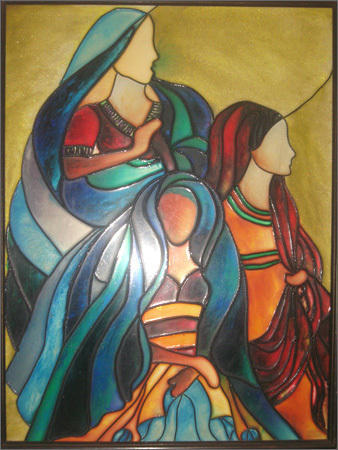 Handmade Ladies on Glass Painting