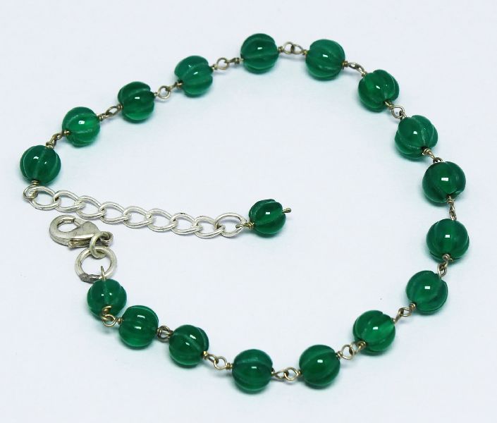 Green Onyx Carving Round Rosary Bracelets