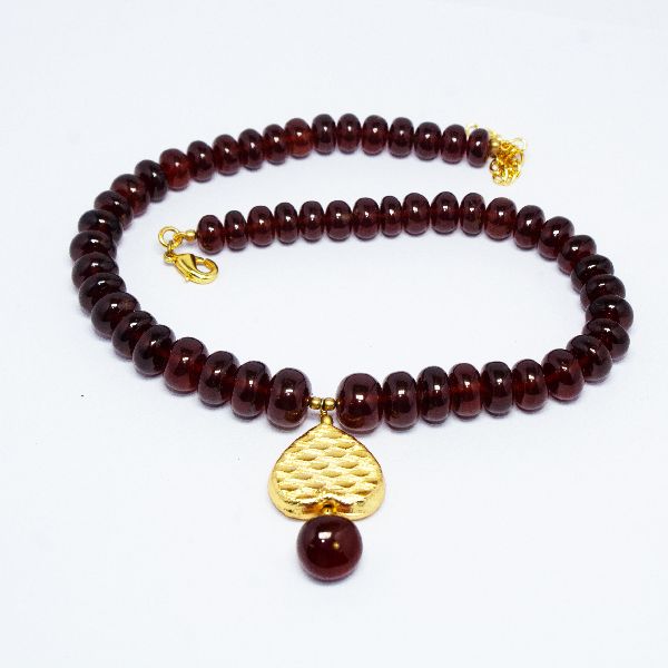 Hassonit Garnet Smooth Roundel Beaded Necklaces