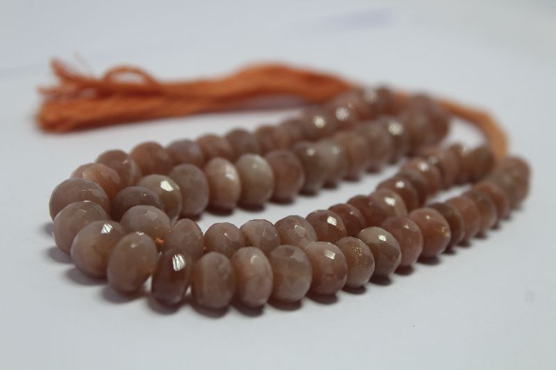 Peach Moonstone Faceted Rondelle Beads