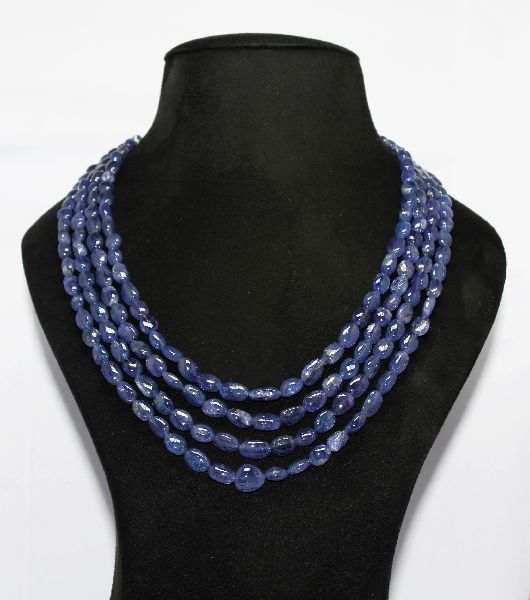 Tanzanite Smooth Nuggets Beaded Necklace