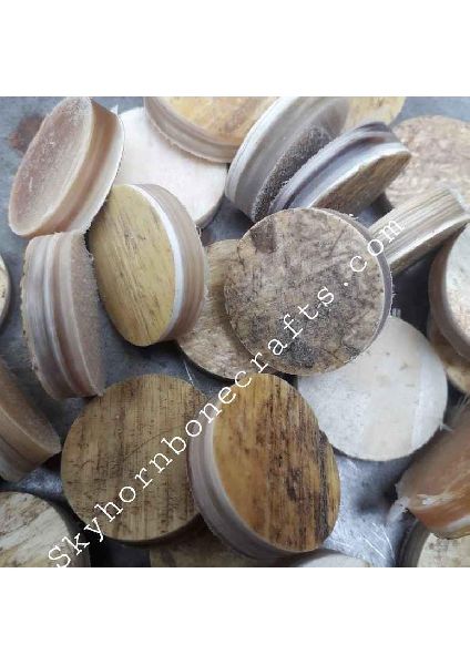 Cow Horn Natural Skin Button Blanks