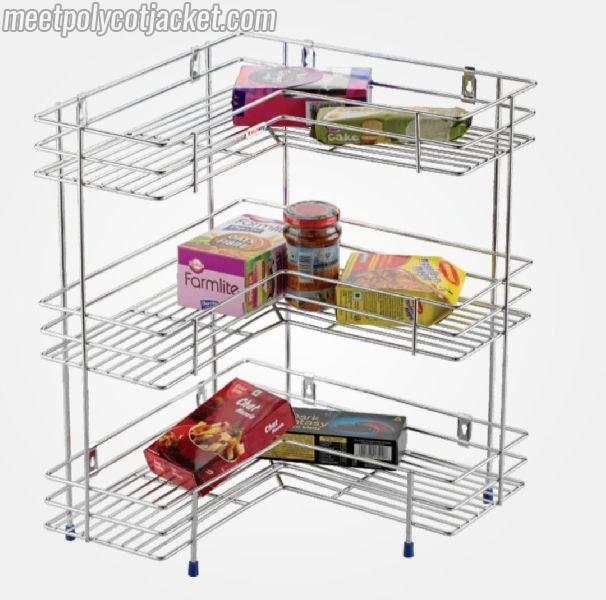 3 Layer Stainless Steel Corner Stand Rack