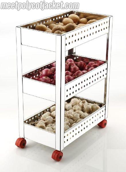 3 Layer Stainless Steel Perforated Vegetable Trolley