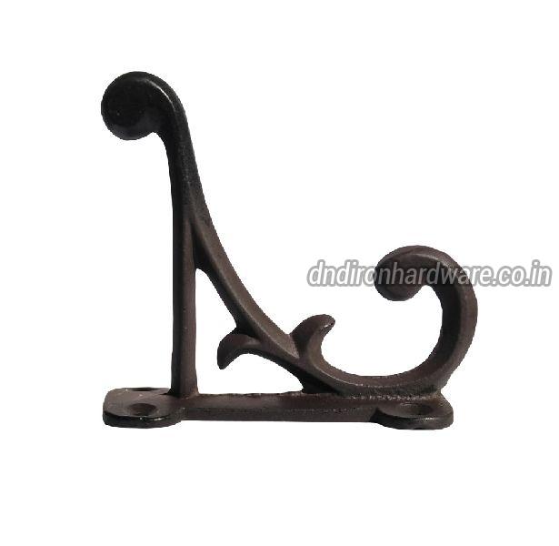 Decorative brown cast iron coat hook
