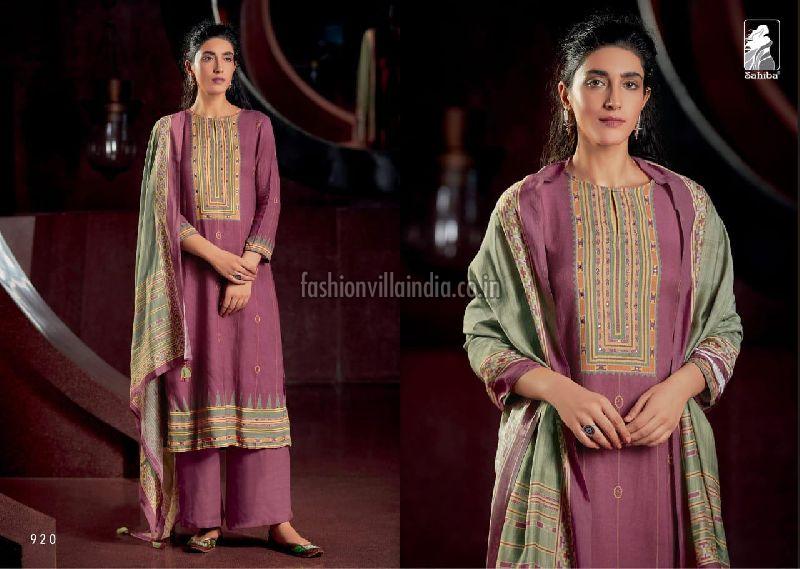 SAHIBA LAUNCHED THE WEAVE COTTON SATIN DIGITAL PRINT WITH HANDWORK SALWAR SUITS WHOLESALE