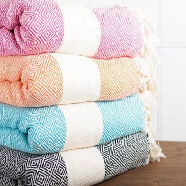 Diamond Cut Unique Design Weave Soft Cozy Cotton Throw Blanket