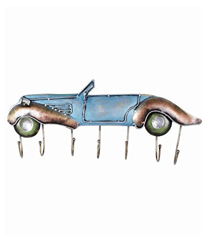 Iron Wall Mounted Blue Car with 7 Hook