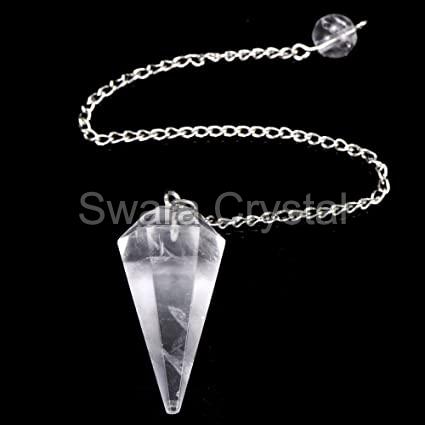 Clear Quartz Pendulum, Faceted with Chain (Crystal Pendulum, Dowsing, Divination)