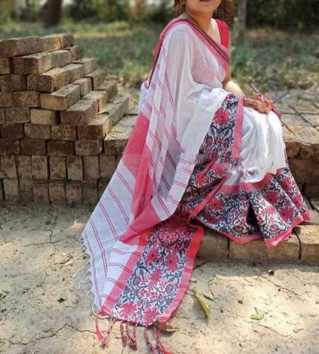 White Color Hand Embroidered Cotton Allover Lucknowi Chikankari Saree (With  Blouse-Cotton) KC250798 | Saree designs, Saree dress, Indian fashion saree
