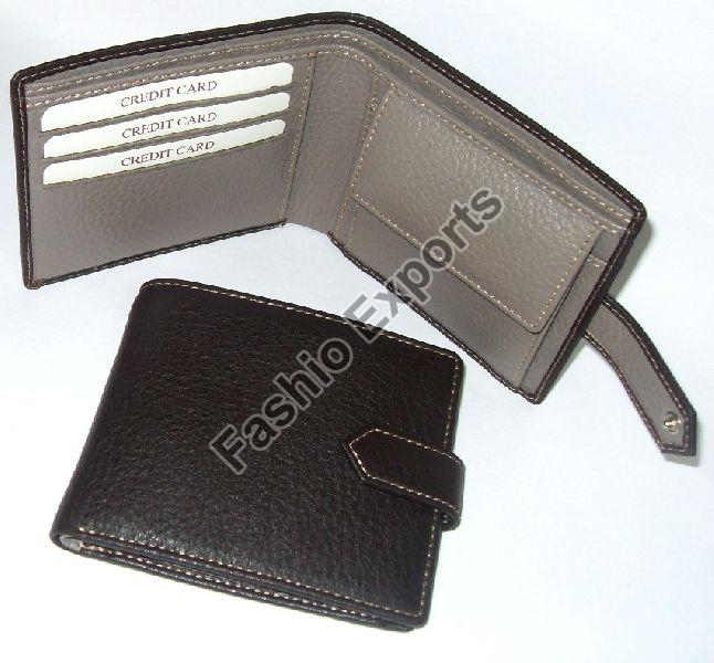 Coin wallet with top button closure leather wallet
