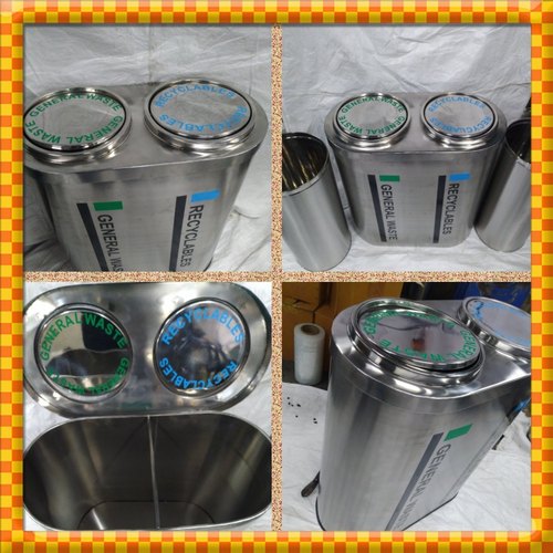 Stainless Steel Duo Recycle Bin