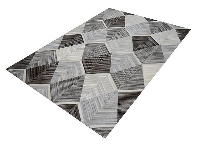 RIS-PAT-6052 Handmade Hair On Leather Carpet