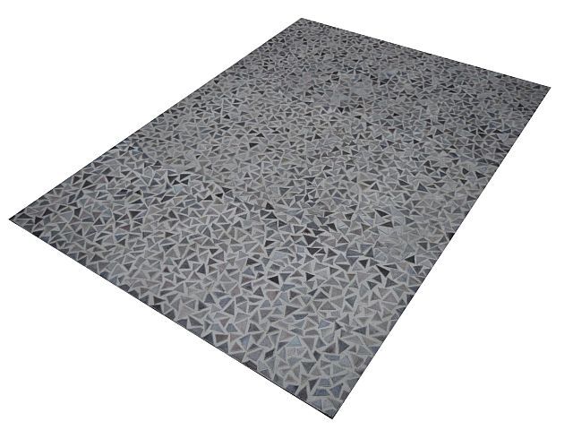 RIS-PAT-6070 GREY MIX LTR-435 Handmade Hair On Leather Carpet