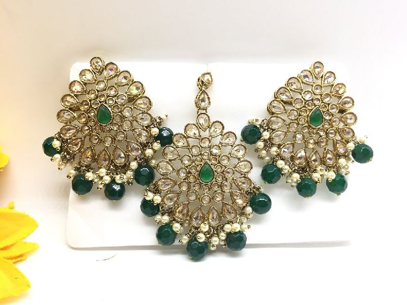 Polki Earrings with Mangtika