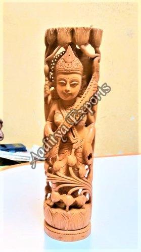 Wooden Carving Sarasvati Statue