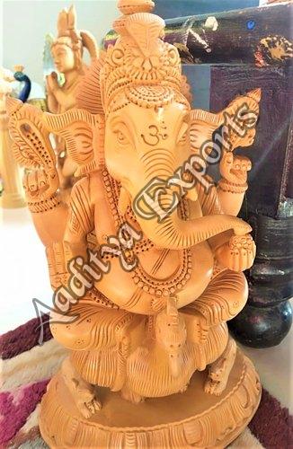 Wooden Polished Ganesh Statue