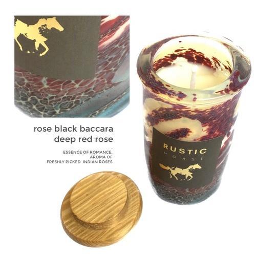 Rose Baccara Art Glass Candles