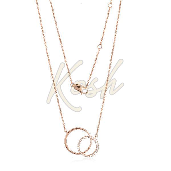 Rose Gold Round Diamond Pendant with Chain