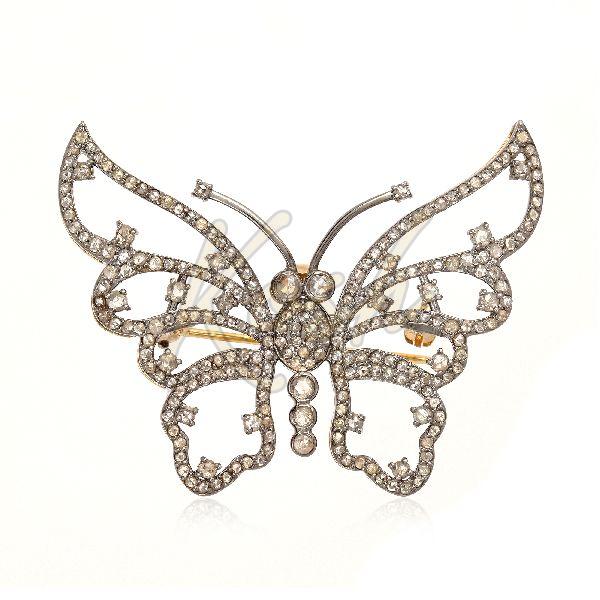 Sterling Silver Diamond Butterfly Brooch