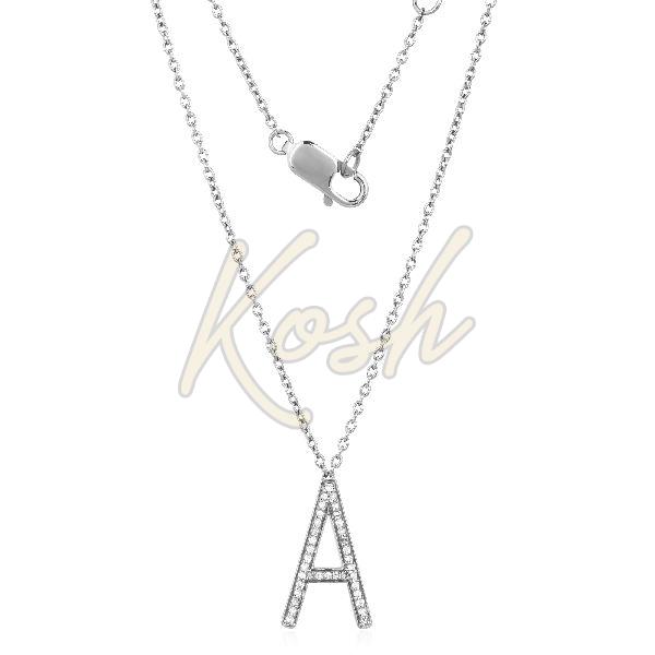 Sterling Silver Letter A Pendant with Chain