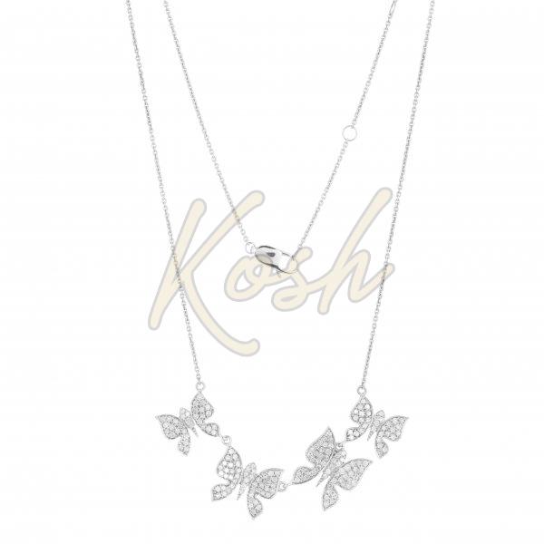 White Gold Four Butterfly Diamond Necklace