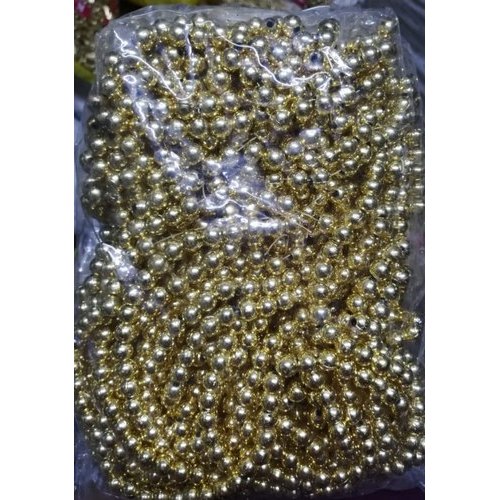 10 Mm Round Golden Metalized Plastic Beads