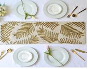 Handmade Fancy Scrolled Embroidery Beaded Table Runner