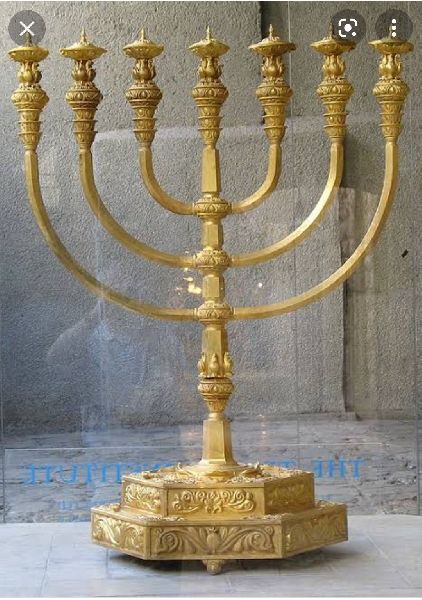 Brass Temple Menorah Candlestick Holder