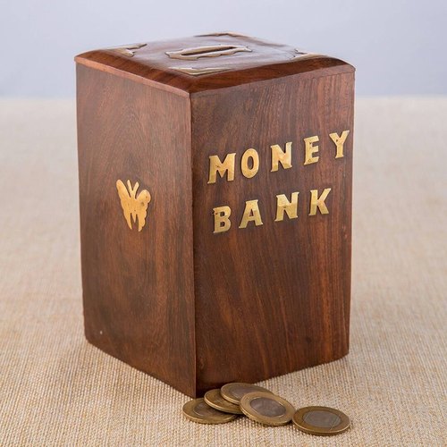 Rectangular Shaped Wooden Money Bank Box