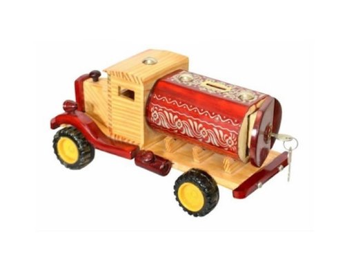 Tractor Shaped Wooden Money Bank Box