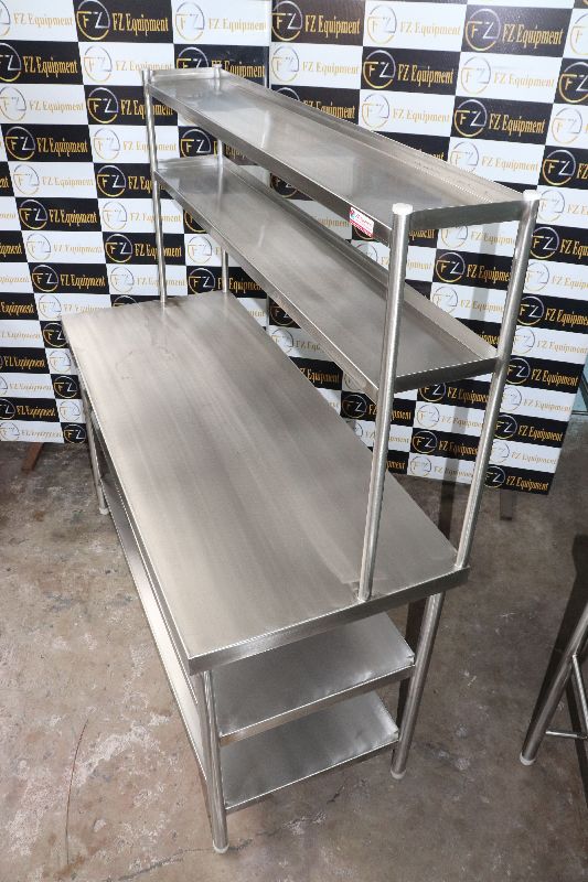 Stainless Steel Work Table with Undershelf and Overhead Shelf