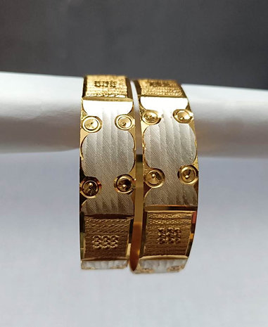 K10006 Silver and Gold Plated Brass Bangles