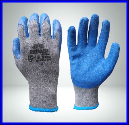 Latex Palm Blue Coated Gloves