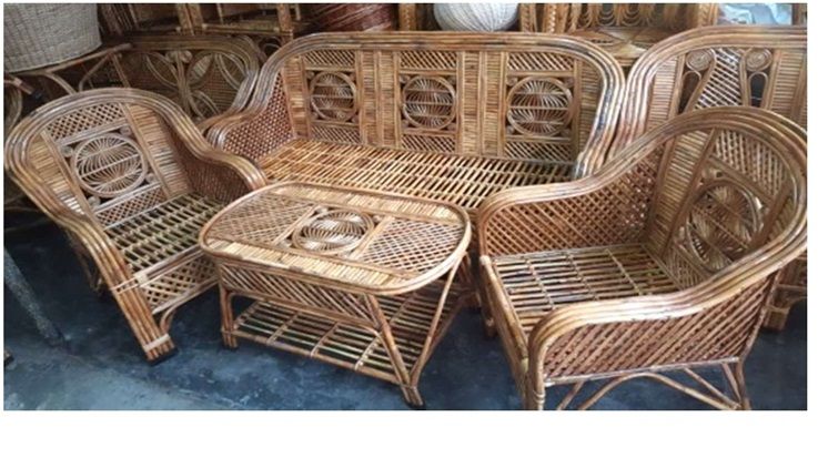 Cane Wood Sofa Set 02