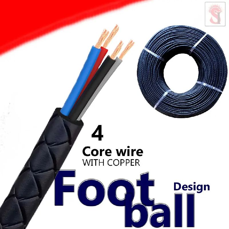 4 Core Football Design Black Color Data Cable Wire