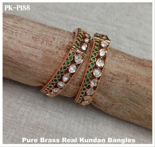 PK-P188 Pure Brass Real Kundan Bangles