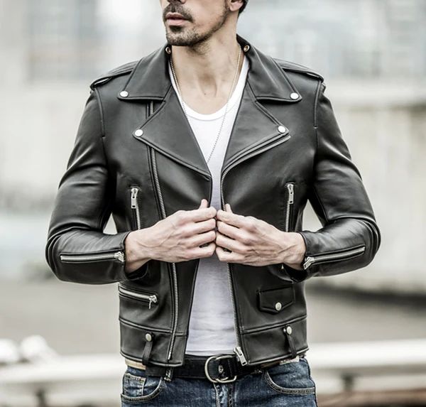 Mens Leather Biker Jacket