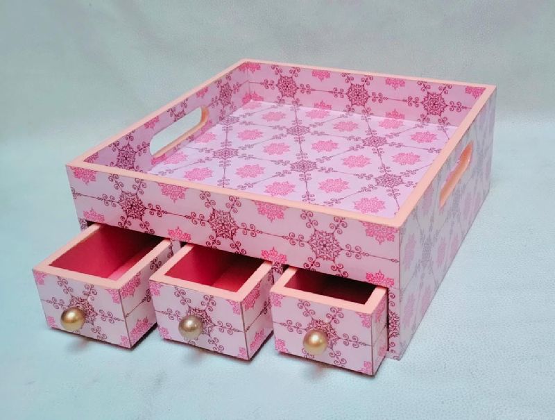 Fancy Printed Tray with Multi Drawer