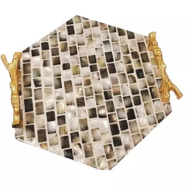 Mother of Pearl & Wooden Tray