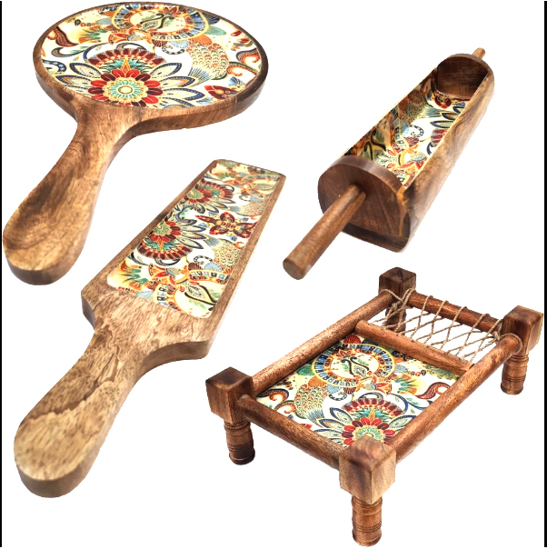 Wooden Khatiya Platter Set