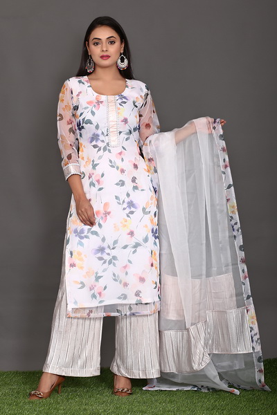 White Organza Kurta Set