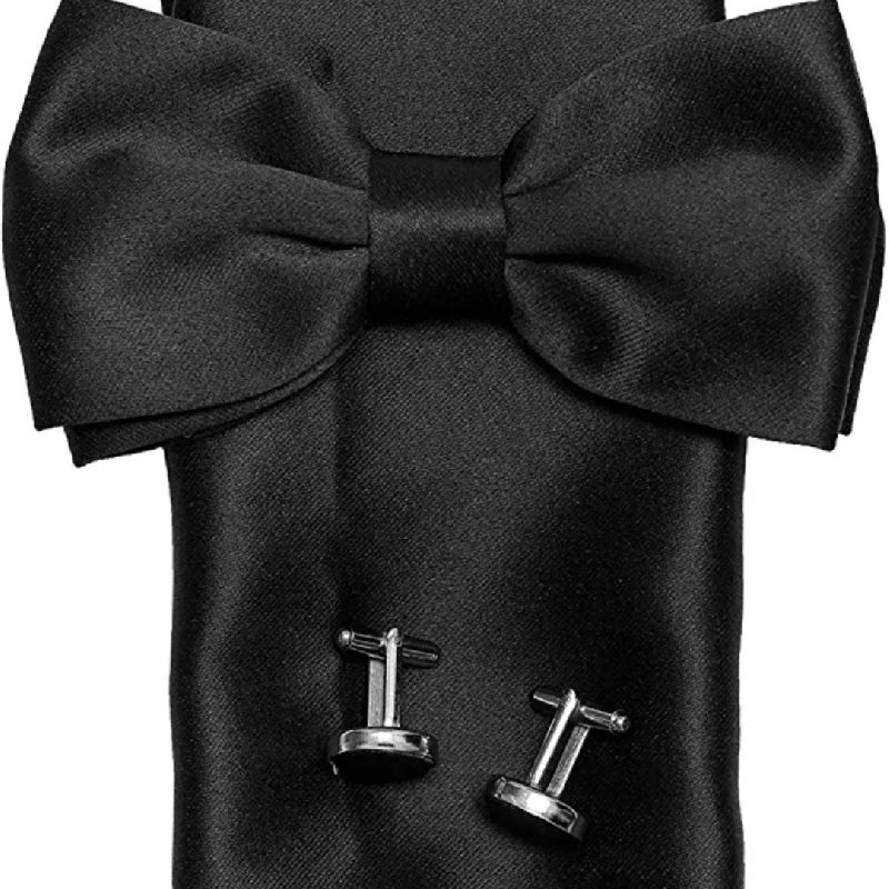 Bow Pocket Square and Cufflink Set