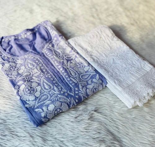 Dyeable Party Wear Chikankari Mukaish Work Malmal Cotton Dress Material
