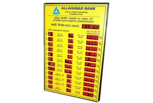 Allahabad Bank Interest Rate Display Board
