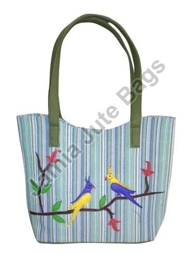 Embroidered Jute Ladies Handbags