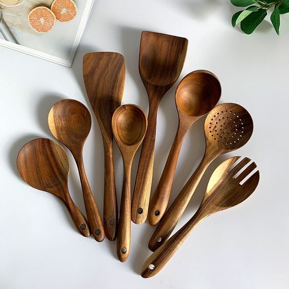 Wooden Cooking and Serving Spoon Set